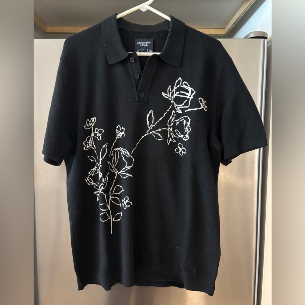 Abercrombie & Fitch Black Sweater Polo